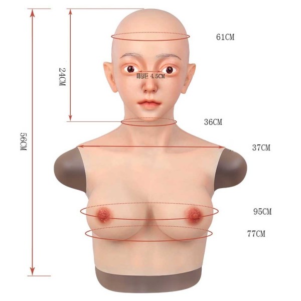 Buste faux seins masque intégré-Bonnet E