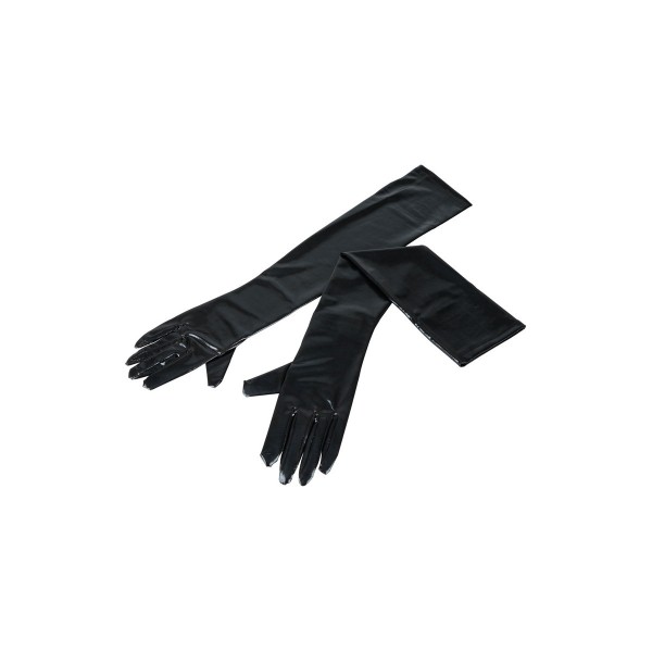 Gants noirs extra-longs en wetlook brillant Cotelli lingerie