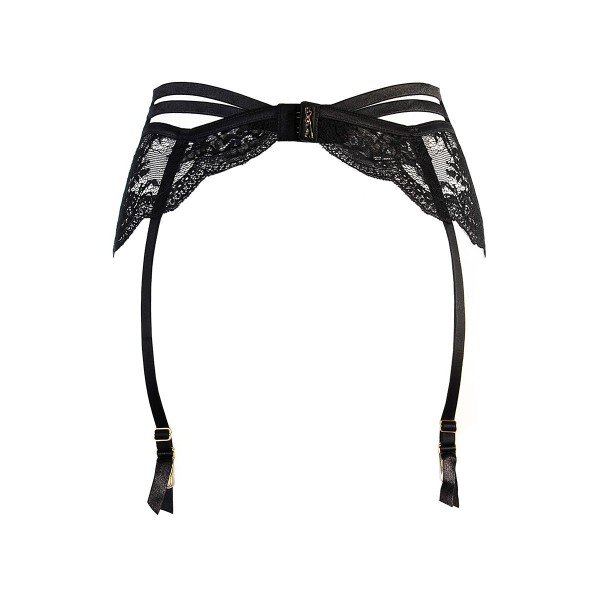 Porte-jarretelles tulle et dentelle noir V-10712 - Axami