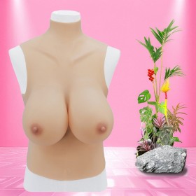 Buste long gros seins en silicone, col haut