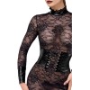 Robe midi corset en dentelle noire Noirelle-F375