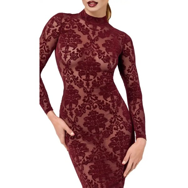 Robe midi Kink Royal en tulle bordeaux F384