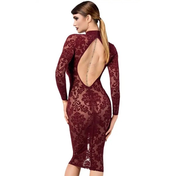 Robe midi Kink Royal en tulle bordeaux F384