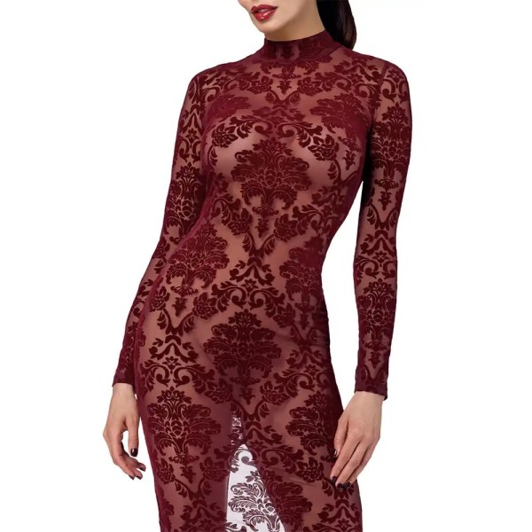 Robe longue Kink Royal en tulle bordeaux F383