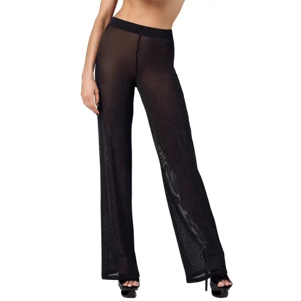 Pantalon Palazzo Onyx transparent en tulle noir F374