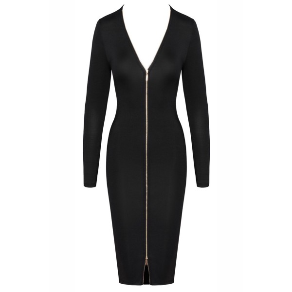 Robe noire midi à manches longues -  Cotelly Party