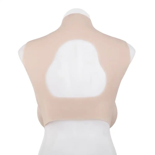 Buste faux seins en silicone, col haut et dos ouvert