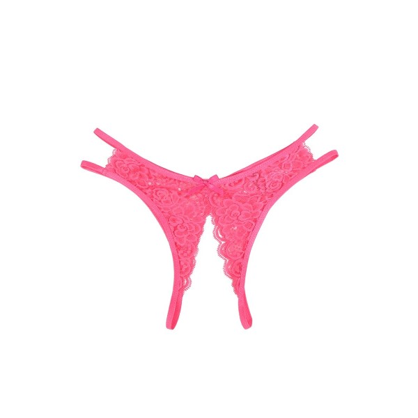 String ouvert dentelle Rose - Litolu Lingerie