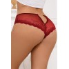Tanga dentelle bijou Coeur Bordeaux - Litolu Lingerie