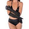 Une paire de gants satinés noirs avec strass - Mapalé