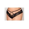Culotte en dentelle noire, grande taille, avec lanières et chaines dorées 