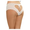 Shorty blanc grande taille de dentelle ouvert et ajouré sur les fesses forme coeur 