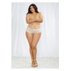 Shorty blanc grande taille de dentelle ouvert et ajouré sur les fesses forme coeur 