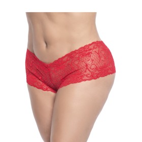 Shorty en dentelle rouge grande taille 
