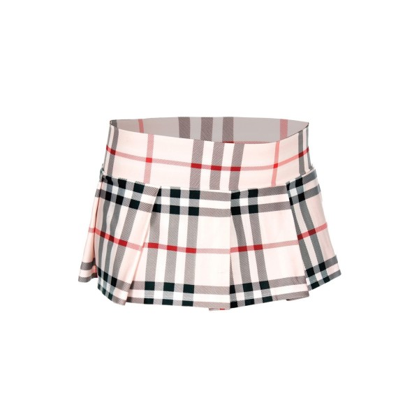 Mini-jupe plissée beige style ecossais 