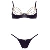 Soutien-gorge sexy demi-seins en satin avec chainette et string 