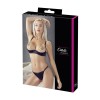 Soutien-gorge sexy demi-seins en satin avec chainette et string 