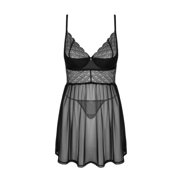 Chemeris babydoll et String - Noire