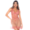 Nuisette en résille brodée avec string 