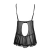 Nuisette en résille et dentelle noire avec string 