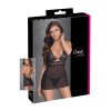 Nuisette noire en dentelle et résille transparente avec string 