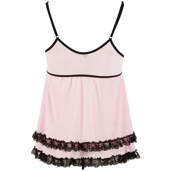 Nuisette doublée rose avec dentelle florale et string 