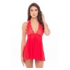 Nuisette rouge col échancré, dos nu et string assorti 