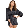 Nuisette noire avec peignoir satinés 