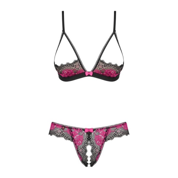 Tulia Ensemble ouvert 2 pcs - Noir et Fuchsia