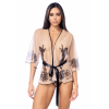 Peignoir sexy en résille imprimée transparente avec string 
