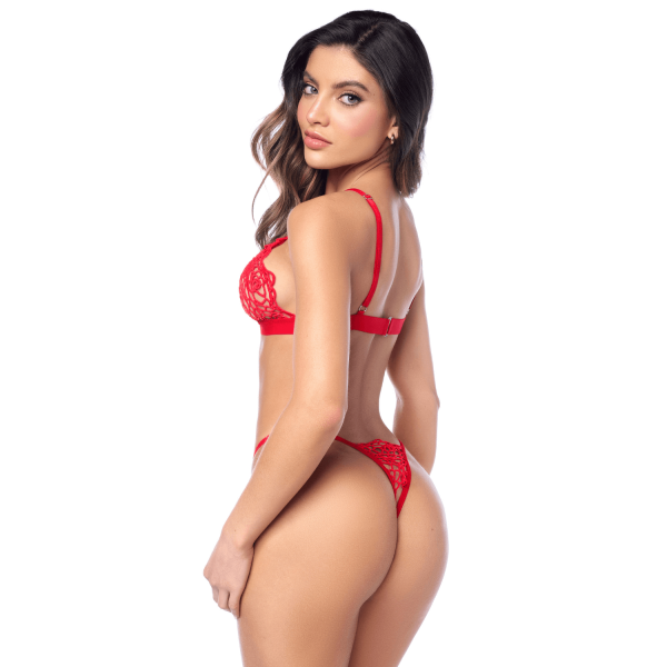 Ensemble sexy 2 pièces en crochet tricoté avec haut ajustable et string 