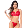 Ensemble sexy 3 pièces peek-a-boo en dentelle avec string et porte-jarretelles 