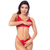 Ensemble sexy 3 pièces peek-a-boo en dentelle avec string et porte-jarretelles 