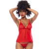 Nuisette courte rouge et string assorti 