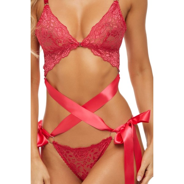Ensemble 2 pièces dentelle rouge 