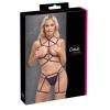 Ensemble 3 pièces soutien-gorge harnais, porte-jarretelles et string 