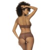 Ensemble 2 pièces en dentelle, top à bretelles et shorty couleur cacao 