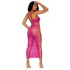 Ensemble Soutien-gorge et jupe longue en filet rose 
