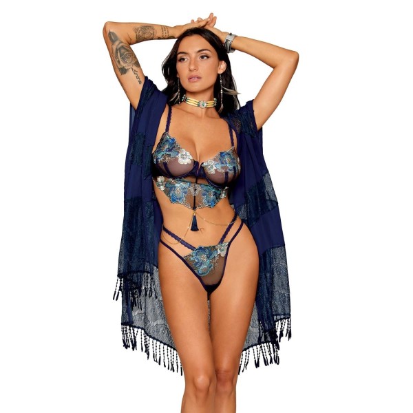 Ensemble soutien-gorge avec chainettes amovibles et string  