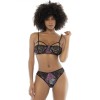 Deux-en-un, nuisette et ensemble trois pièces noir, tissu fleur exotique 