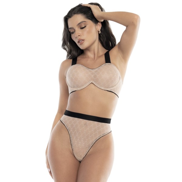 Ensemble 2 pièces soutien-gorge et culotte Chair / Noir 
