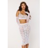 Ensemble 2 pièces, brassière résille fantaisie et jupe longue assorti 