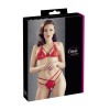 Soutien-gorge en dentelle rouge avec bonnets détachables et string 