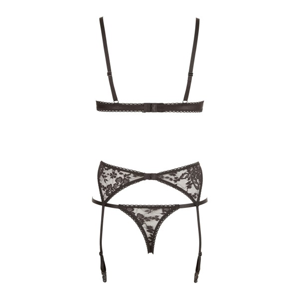 Ensemble sexy trois pièces en dentelle noire 