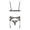 Ensemble sexy trois pièces en dentelle noire 