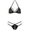 Soutien-gorge en dentelle noire avec bonnets détachables et string 