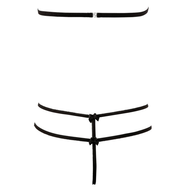 Soutien-gorge en dentelle noire avec bonnets détachables et string 