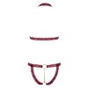 Soutien-gorge ouvert et string rouge à larges bandes sexy 