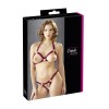Soutien-gorge ouvert et string rouge à larges bandes sexy 