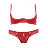 Soutien-gorge demi seins avec armatures et son string ouvert 